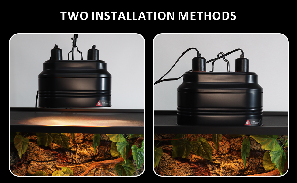 AIICIOO Dual Reptile Light Fixture Deep Dome Lamp Shade for UVB Heating