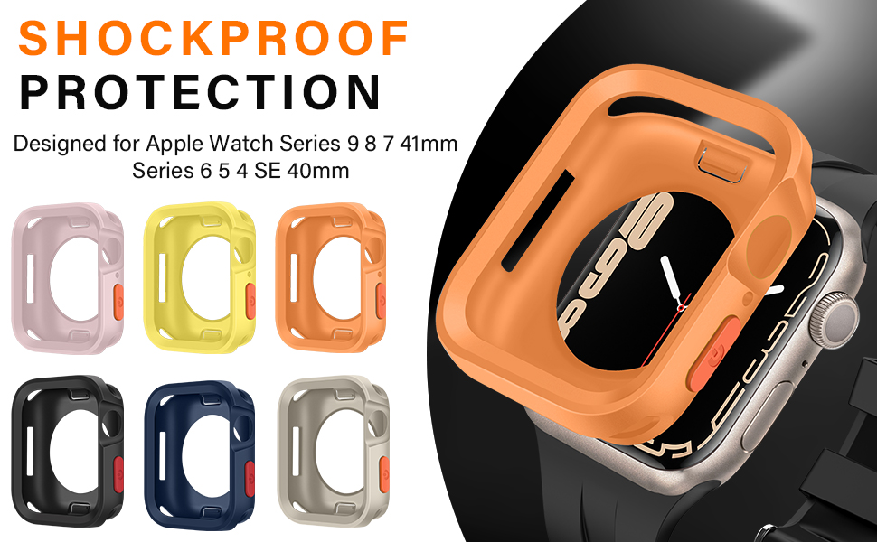 Amizee Rugged Case Compatible with Apple Watch Case Series 8/7 41mm Series 6/SE/5/4