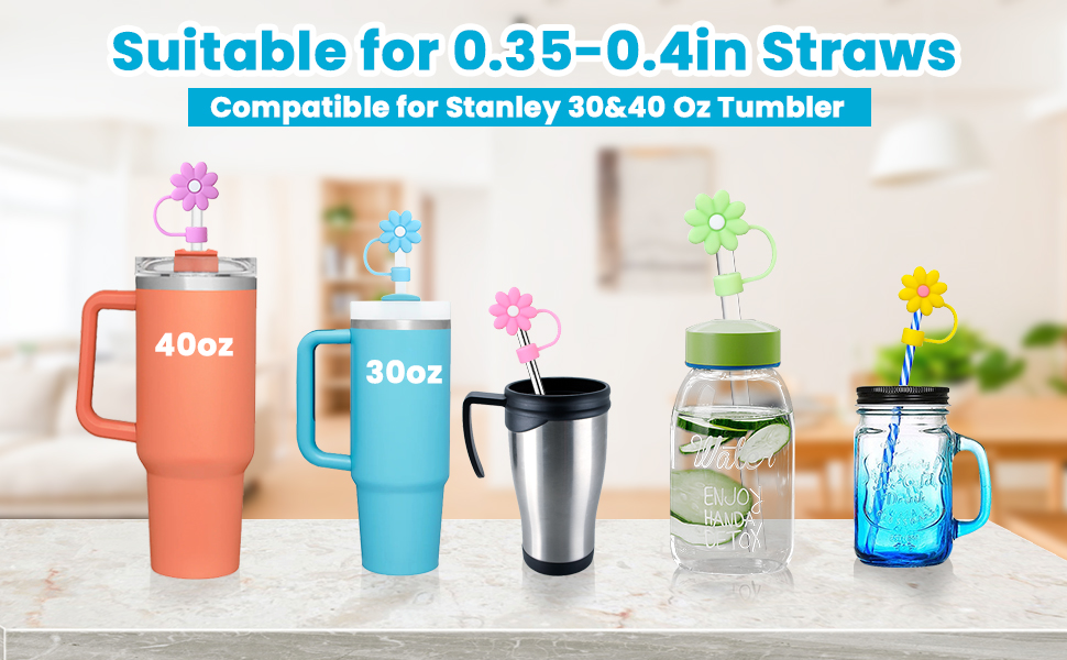 6Pcs Flower Straw Topper Fitting for Stanley Straw Covers