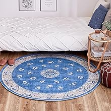 Amazon.co.jp: 萩原 ラグ ブルー 直径約140cm 「ミュゲ」 洗える