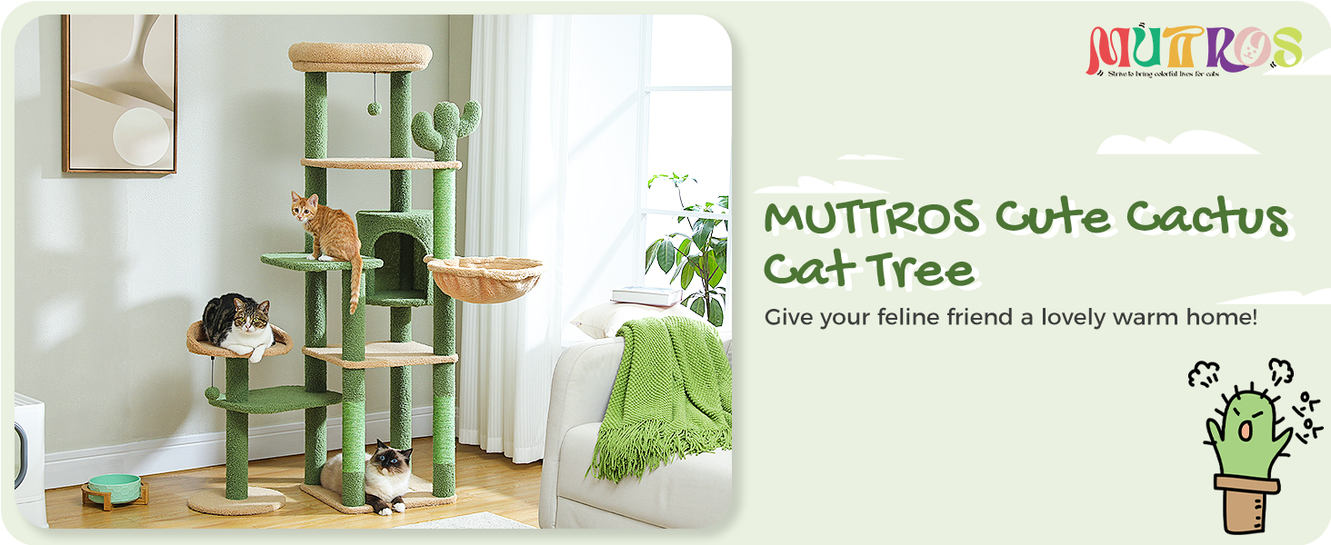 MUTTROS 59" Cactus Cat Tree, Tall Cat Tree for Large Cat
