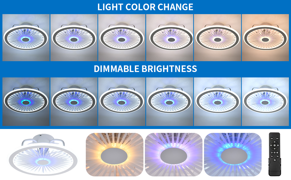 JTfany Ceiling Fans with Lights and Remote 18 Inch Flush Mount Ceiling