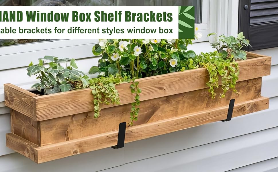 BIOMAND Adjustable Window Box Brackets, 6 to 12 inch Heavy