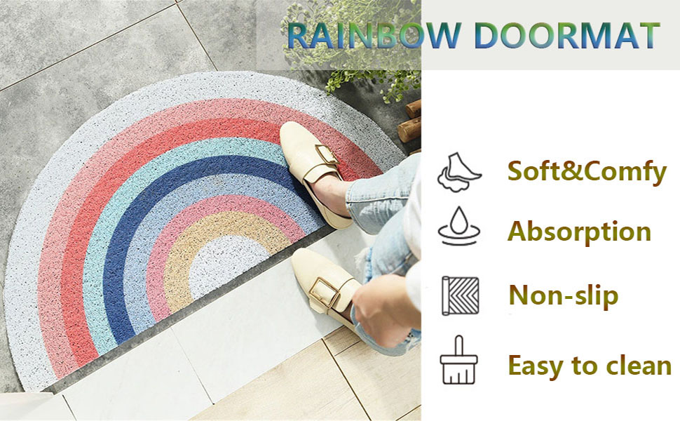 Zeeinx Door Mat Rainbow Doormat Half Round Area Rug