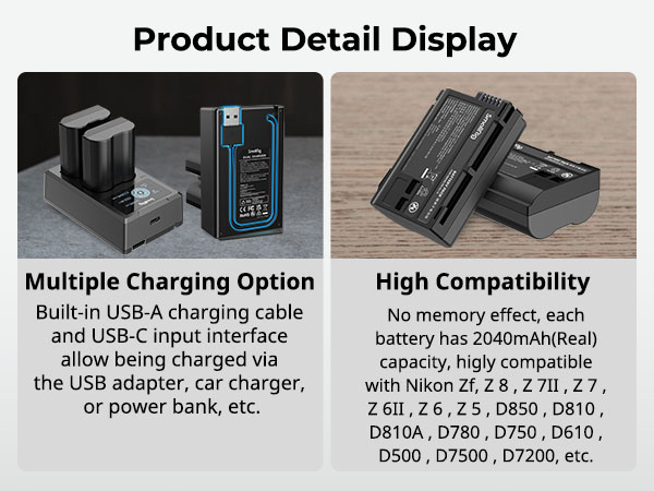 Zf用 SmallRigグリップ 4262 バッテリーEN-EL15c 充電器 Amazon.com: SmallRig Replacement Camera Battery Charger Set
