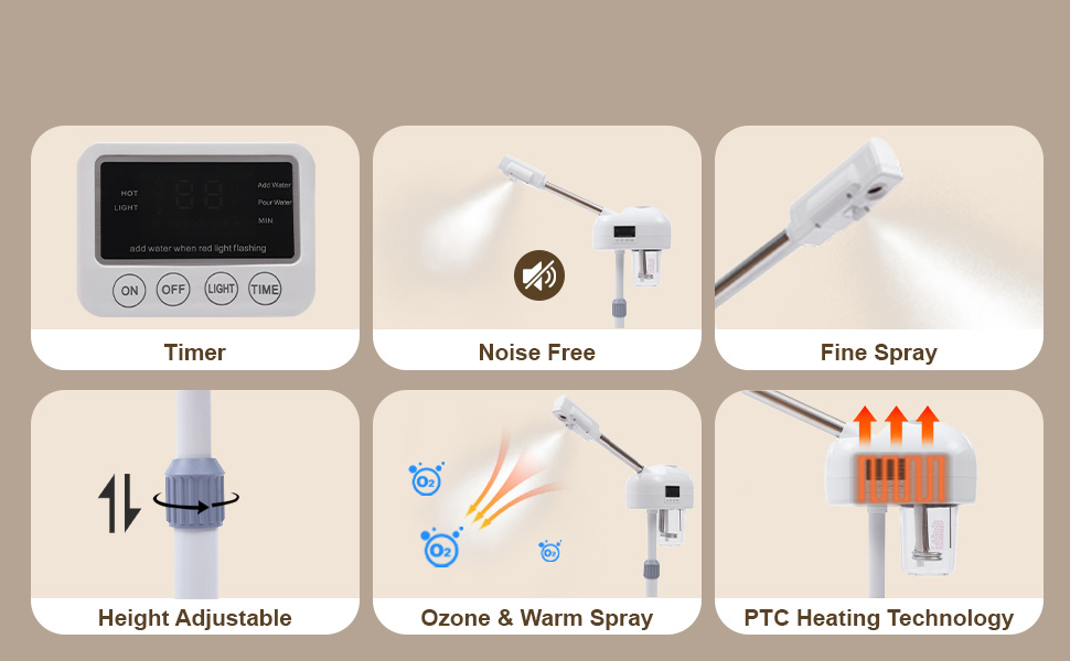 Stand Facial Steamer Adjustable Height for Spa