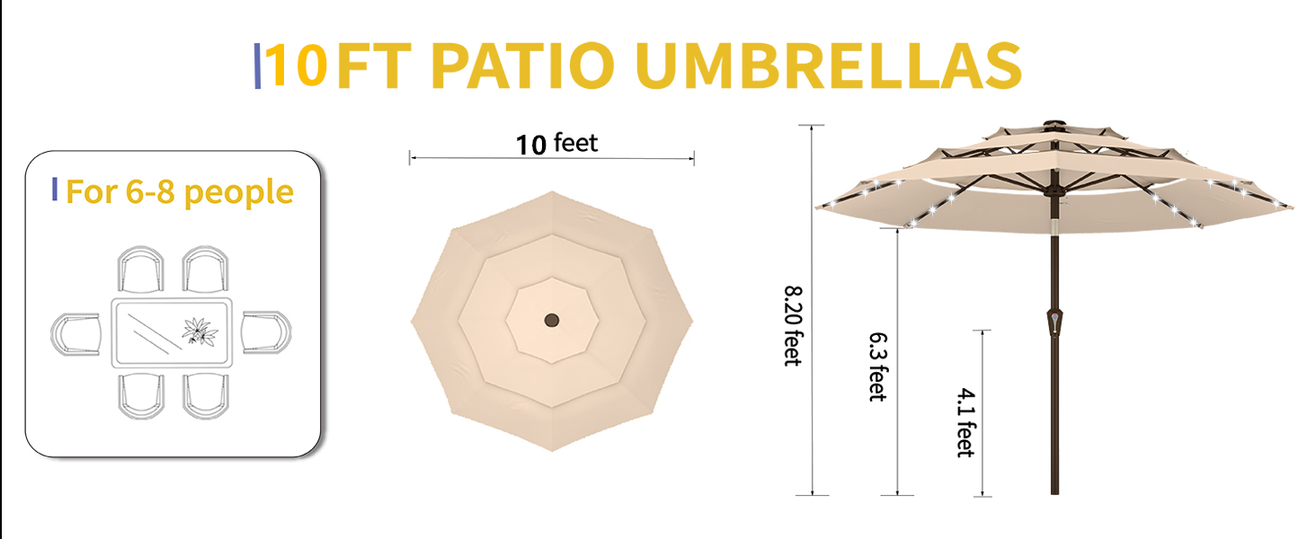 10ft led patio umbrella