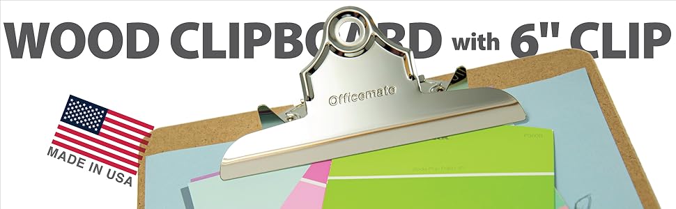 officemate steel clip clipboard wood board hard writing surface firmly holds paper for travel