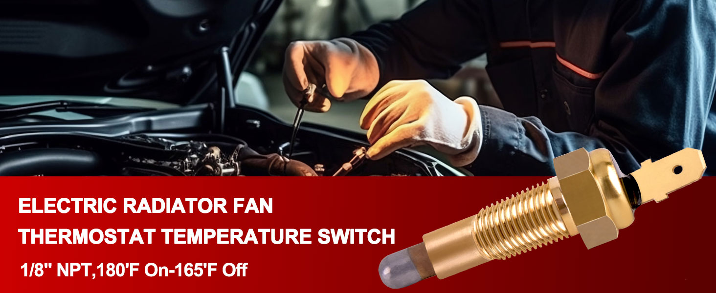 YDYKPOWER 1/8" NPT Thermostat Fan Switch, 190'F On 175'F