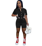 Women Short Sleeve Varsity Baseball Jackets Sets