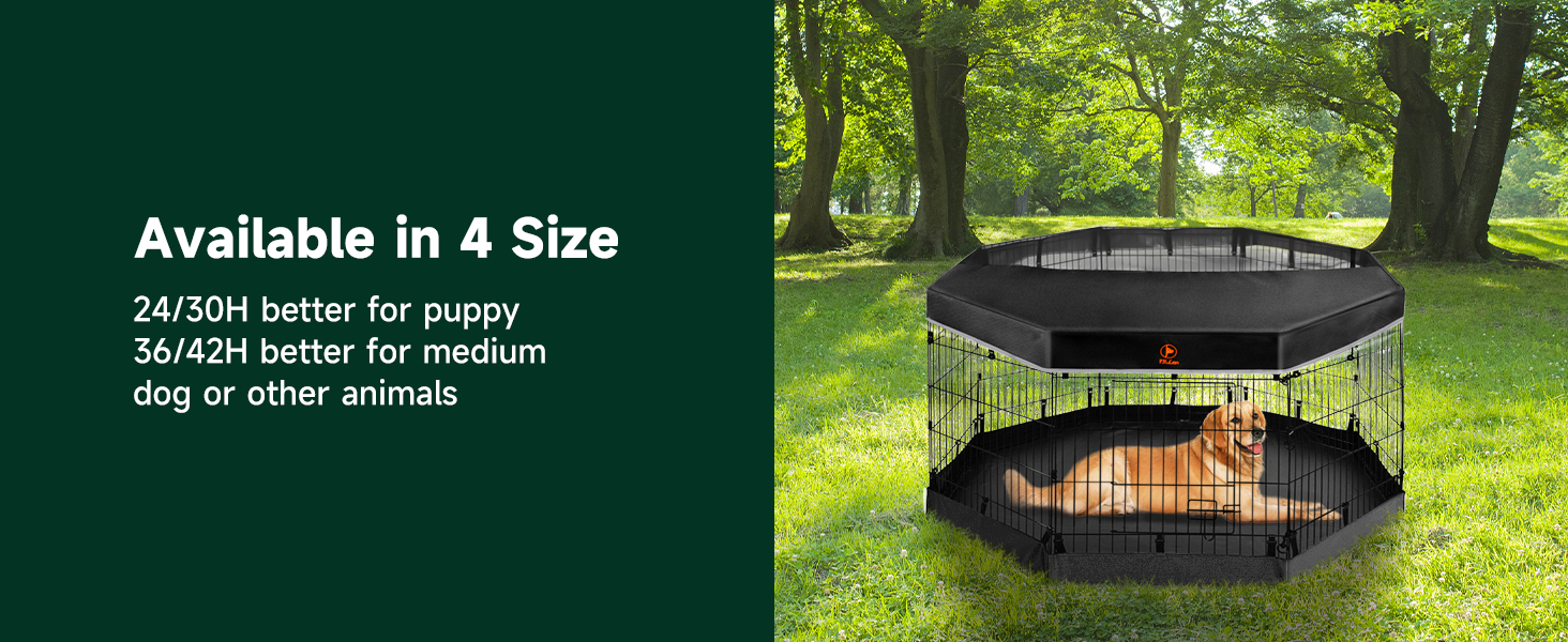 PJYuCien Dog Playpen Mesh Top Cover/Bottom Pad, Fits 8 Panels 24 Inch