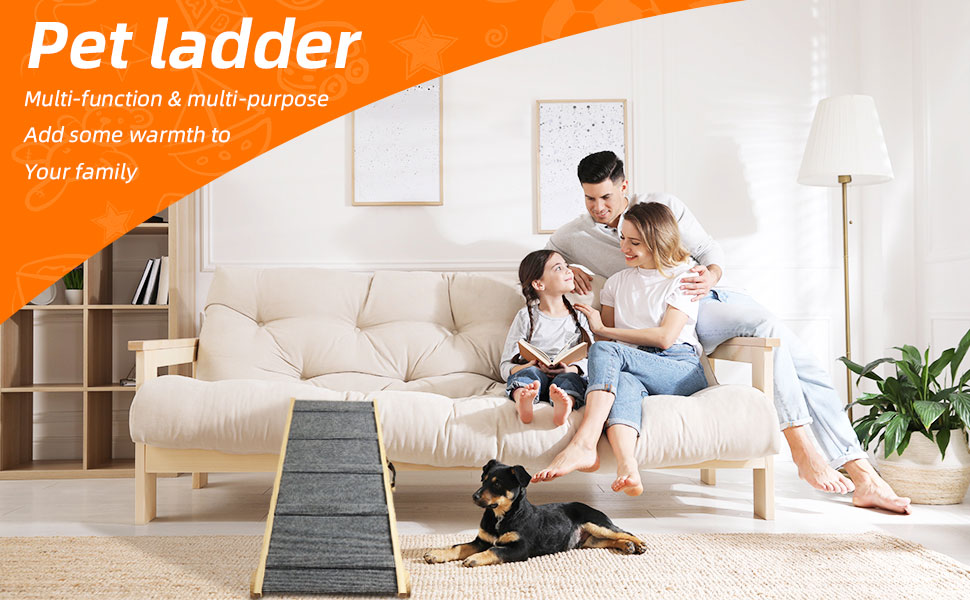 Dog Ramp for Bed, Car Ramp, Dog Stairs, Folding Pet Ramp