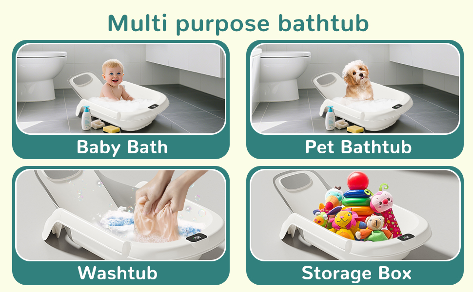 Baby Bath Tub with Real-Time Thermometer