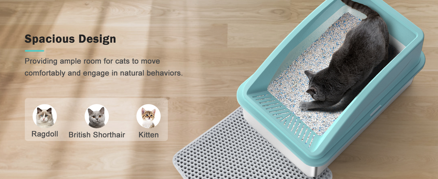 Enclosed Stainless Steel Cat Litter Box with Lid, XL Extra