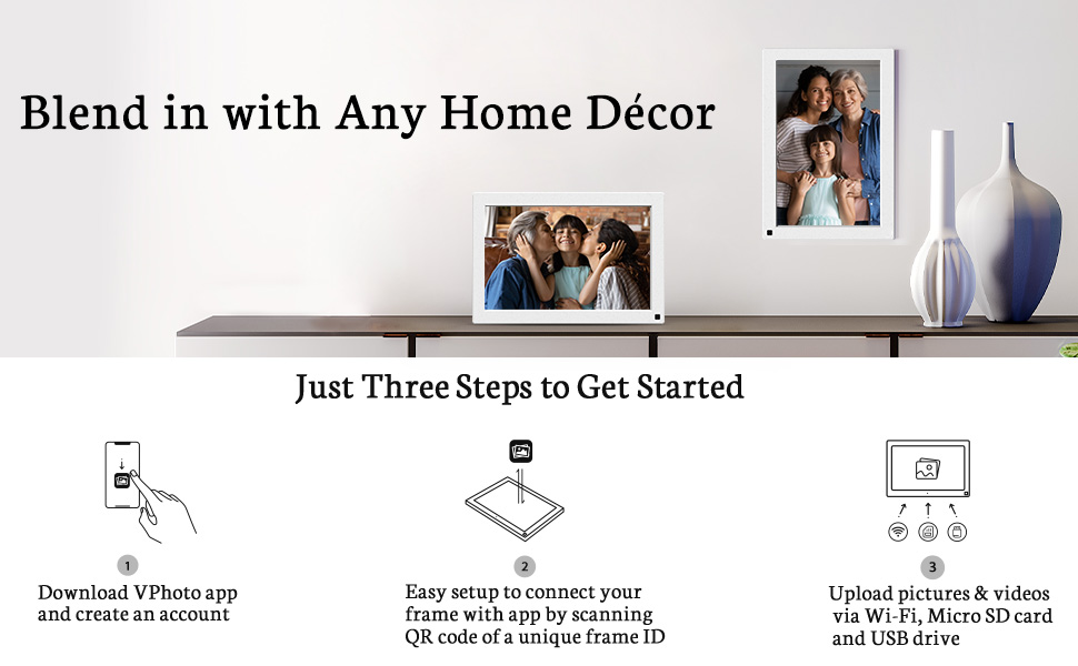 BSIMB 32GB WiFi Digital Picture Frame, 10.1 Inch Electronic Photo Frame with HD IPS Touch Screen