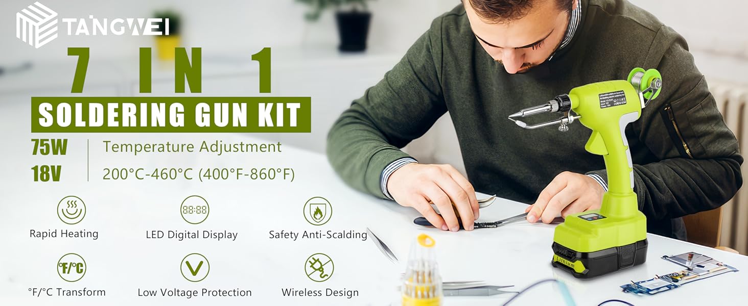 Taingwei Cordless Soldering Iron Kit for Ryobi 18v Battery