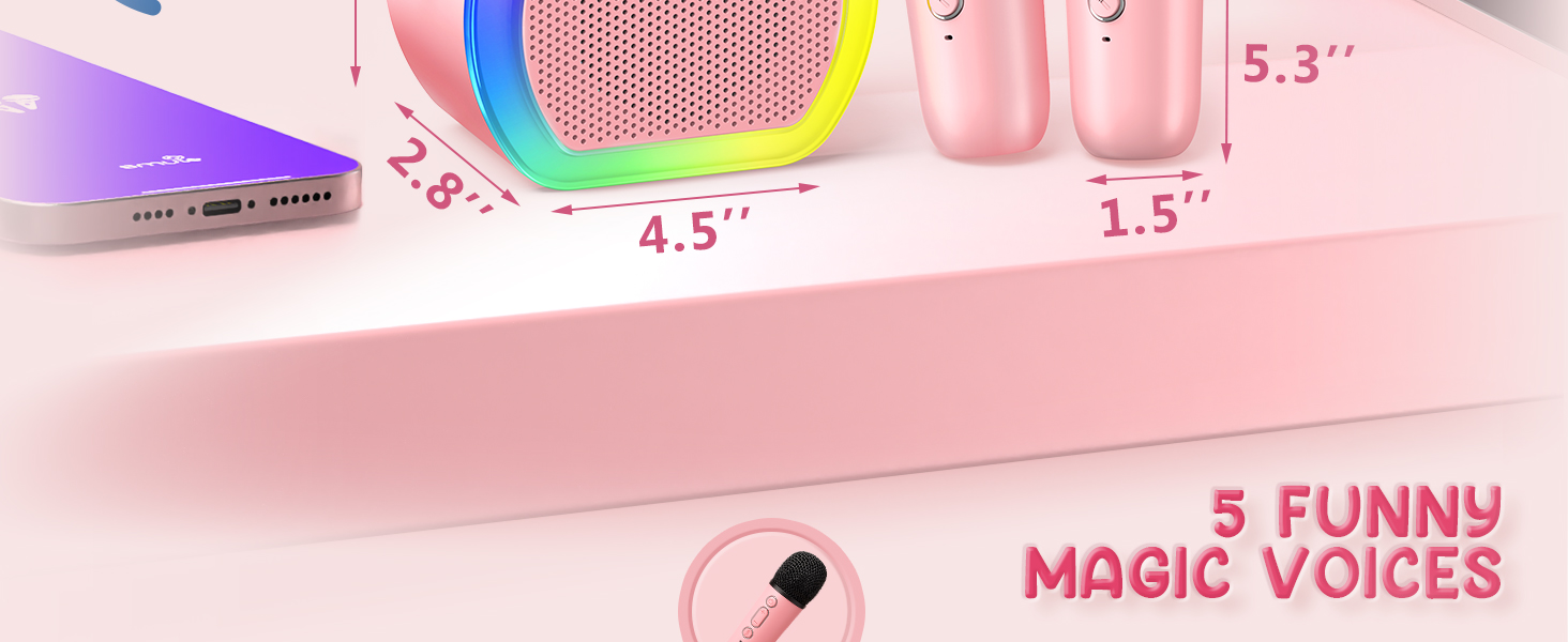 mini karaoke machine with 2 wireless microphones