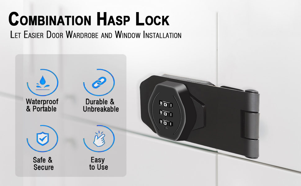 Keyless Hasp Latch Lock,Cyrmiug 3Digit Combination Lock Twist Knob Combination Lock