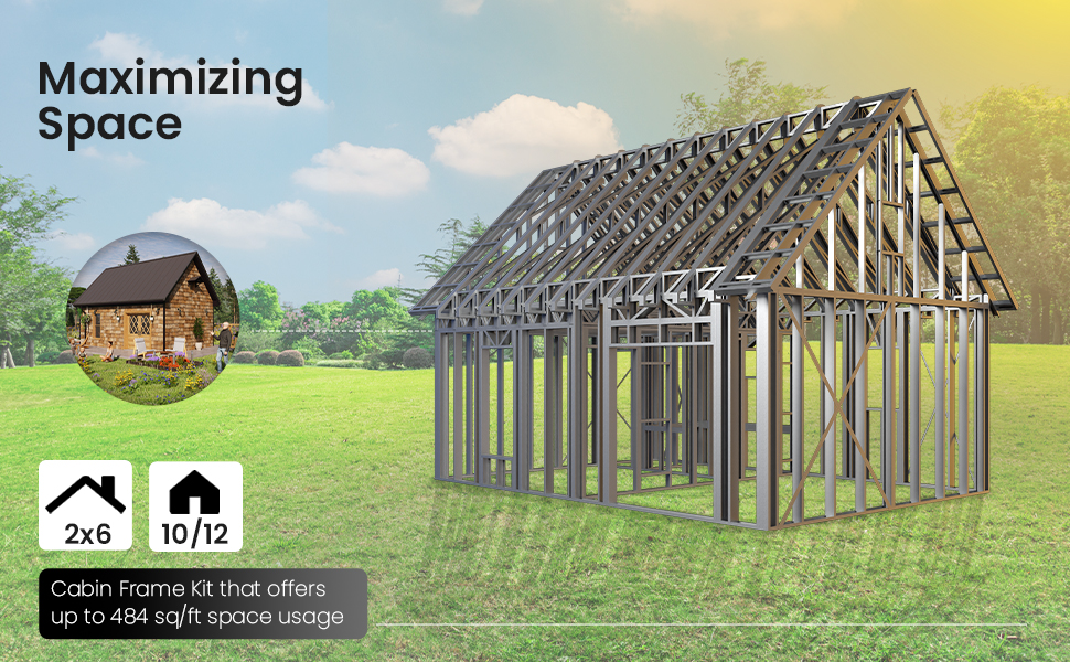 FrameUpNow Cabin 10/12Pitch Roof Steel Frame House Kit