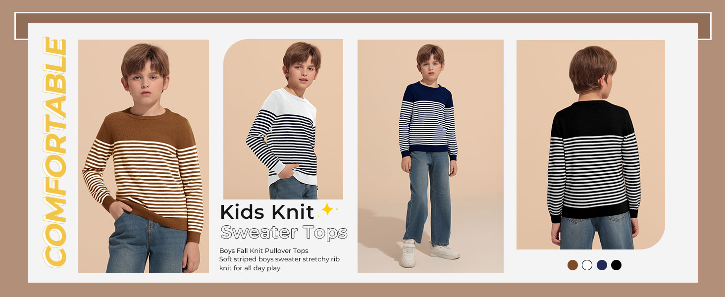 Boys Crewneck Sweater School Uniform Big Boys' Little Kids Youth Crew Neck Long Sleeve Pullover