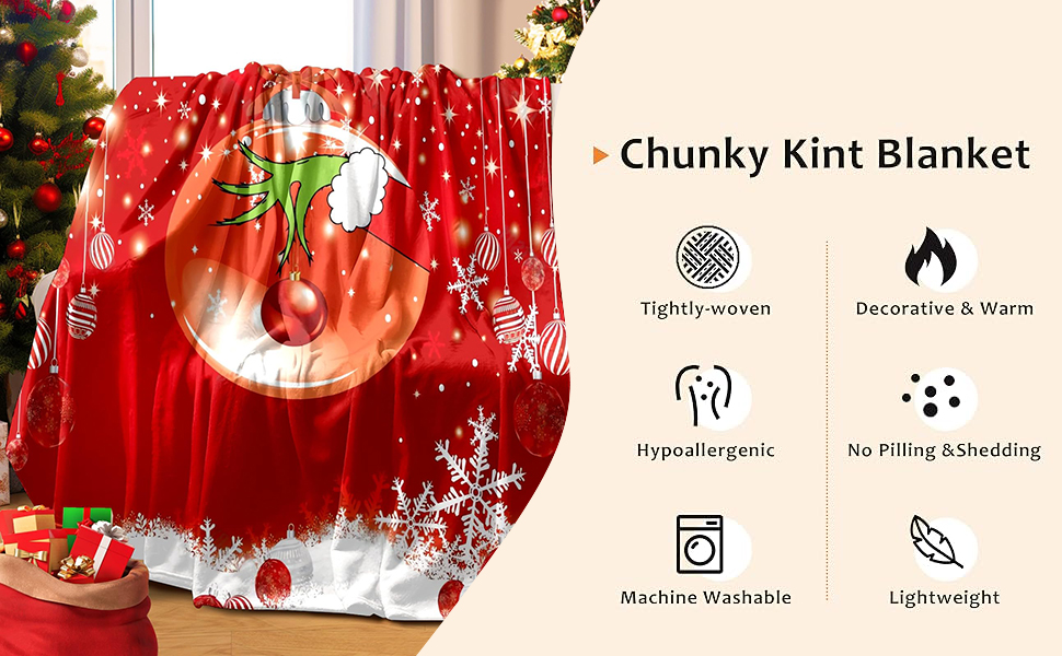 Red Christmas Snowflake Throw Blanket Lightweight Soft Warm