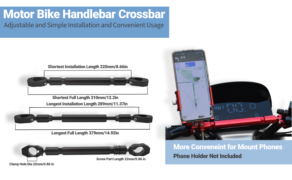 Motorcycle Motor Bike Handlebar Brace & Clamp Bar Crossbar Set