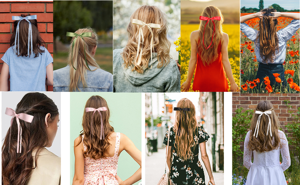 Bowknot Hair Clips with Long Tail