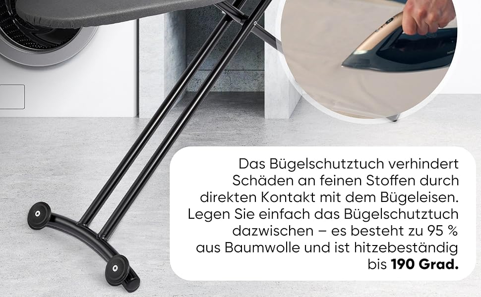 Avieto XXL Bügelbrett Dampfbügelstation 124x47 für Dampfbügeleisen