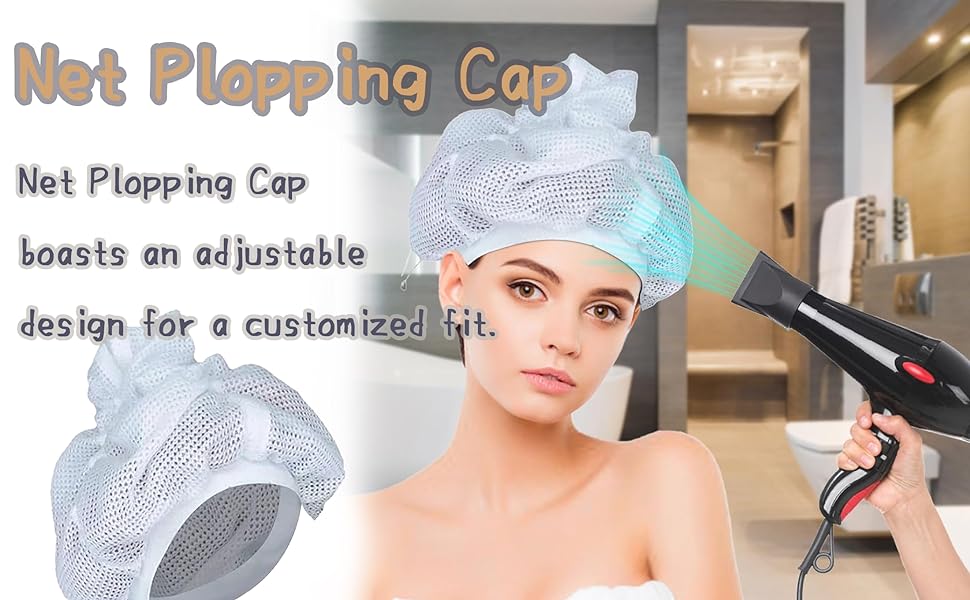 Net Plopping Cap for Drying Curly Hair, Upgraded Net