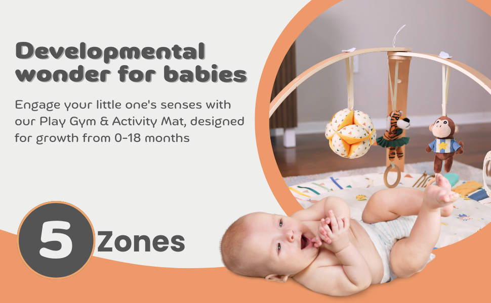 5 Zones hypoallergenic 5 8 in 1 educational playmate soft thick laying belly center hanging toys