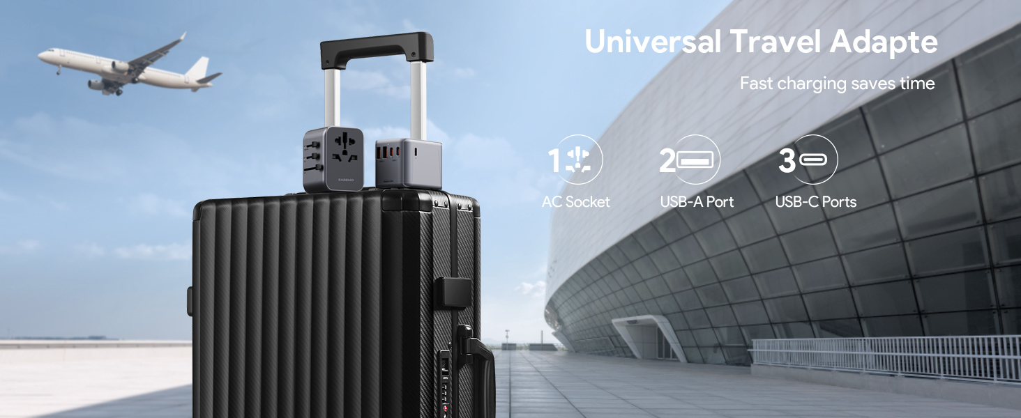 Universal Travel Adapter, EASEMO International Wall Charger with 3 USB-C & 2 USB... 11 travel adapter
