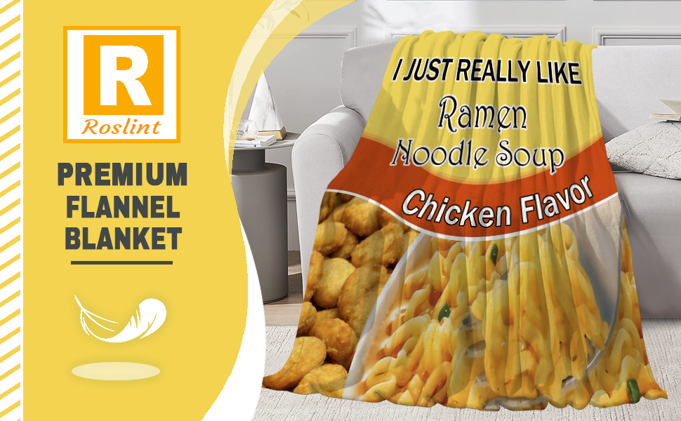 Ramen Noodle Soup Chicken Flavor Throw Blanket Super Soft