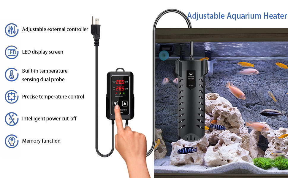 SUIZKYET Aquarium Heater,300W Fish Tank Heater with Intelligent LED Display