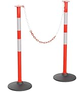 RoadHero 2 Pack Traffic Delineator Post with Weighted Base, Portable Orange Safety Barrier Posts ...