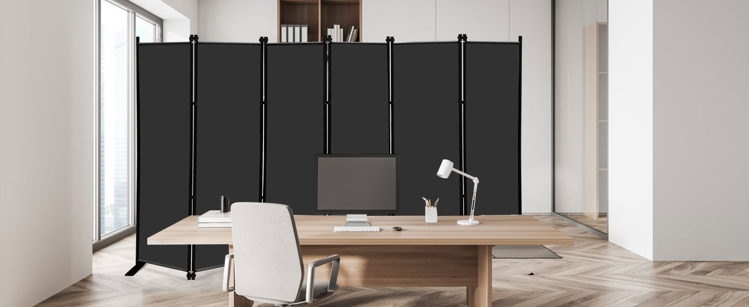 6 Ft Tall Portable Office Walls Dividers for Room Separator black color