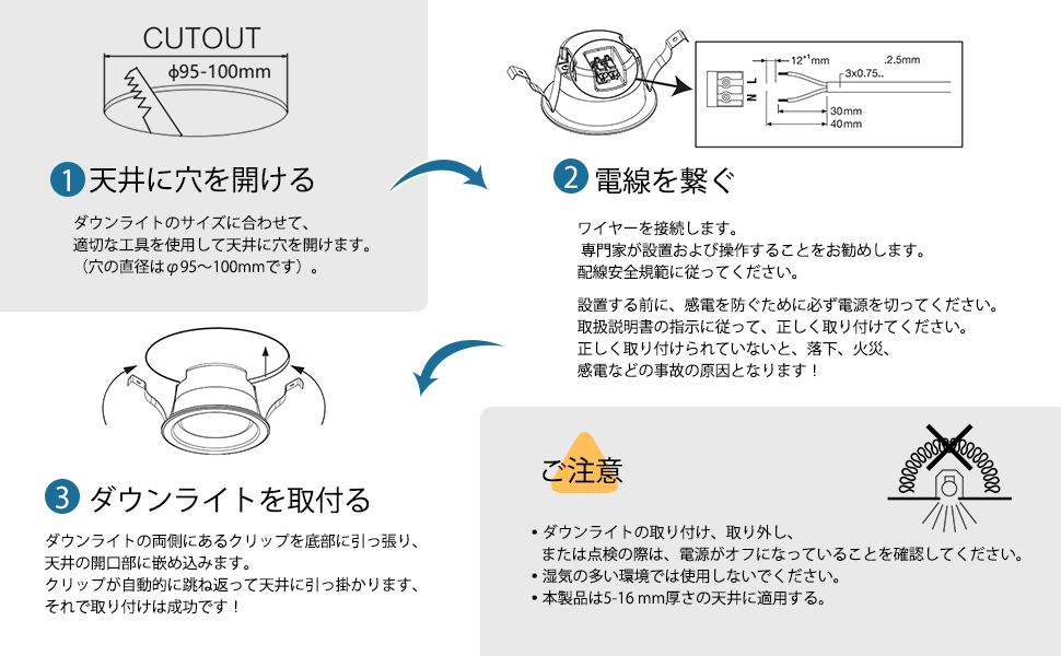 Amazon.co.jp: ICHIYO ledダウンライト 100φ SB形 天井埋込型