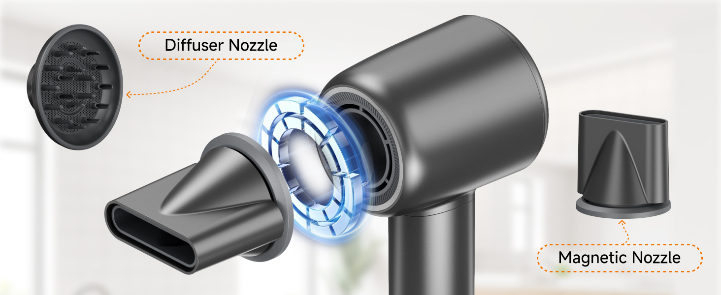 Hair Dryer Diffuser Best High Speed Blow dryer Negative Ion Heat Control Women Men Quiet Fast Drying
