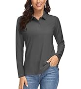 MAGCOMSEN Women's Long Sleeve Golf Shirts UPF 50+ Polo Moisture Wicking 3-Button Placket Casual S...