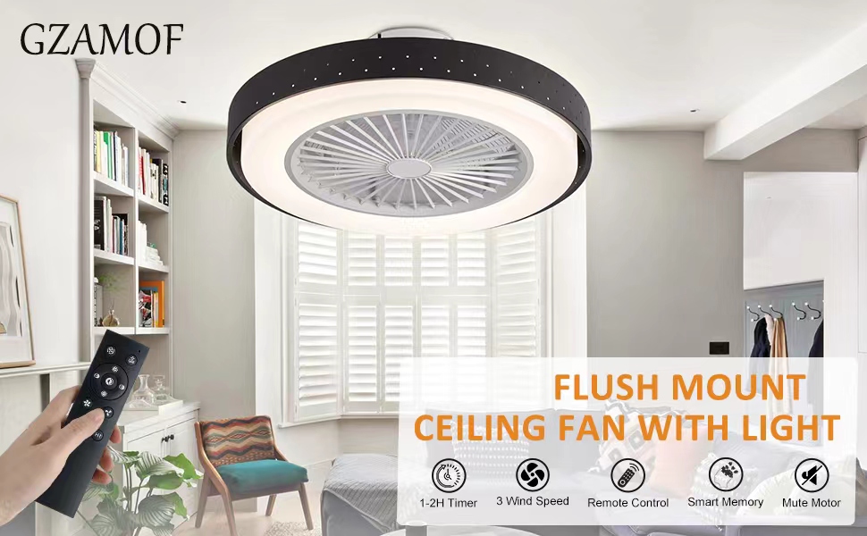 ⭐︎ GZAMOF Low Profile Ceiling Fan 20