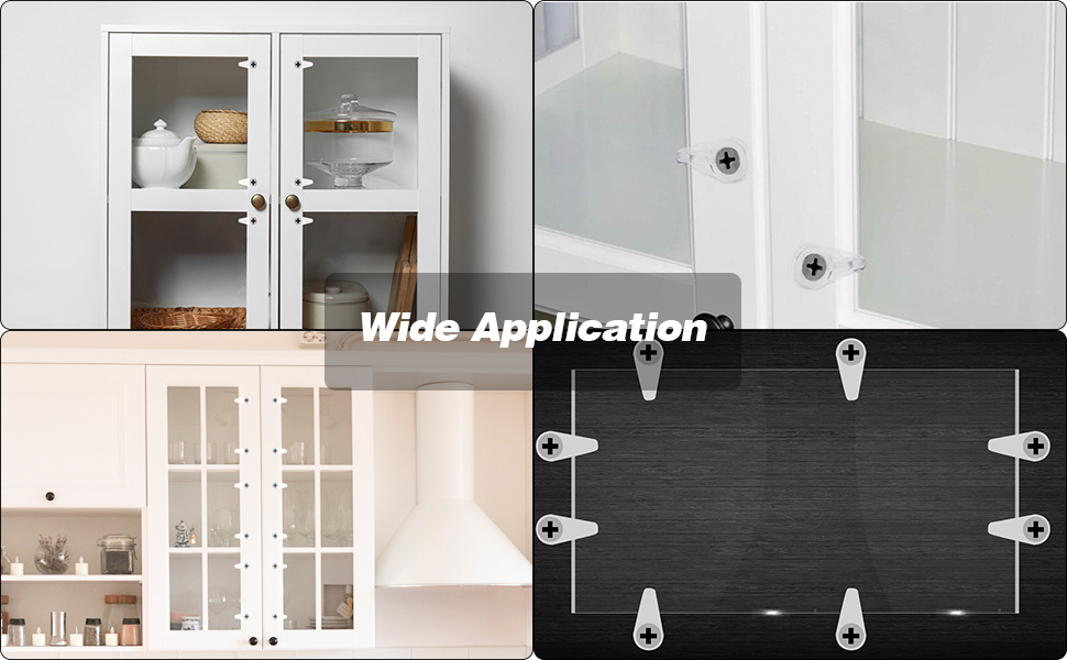 Glass Door Retainer Clips Kit, JUPSK Glass Clips, Plastic Glass