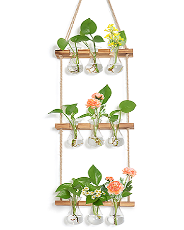 Plant Propagation Station Wall Hanging Terrarium Wooden Stand Indoor Teardrop Vase Glass Hydroponic