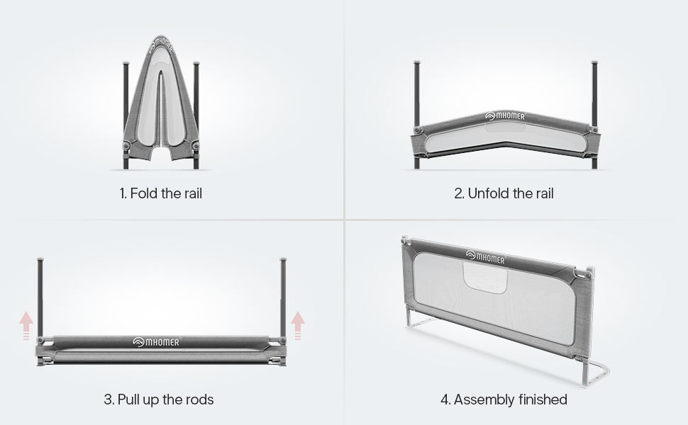 MHOMER Bed Rail for Toddlers, 2 Minutes Quick Assembly