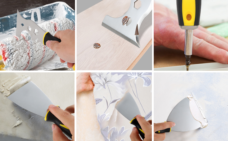 3 Pack Wallpaper Scraper Tool Set 2 Inch 4 Inch Putty Knives Metal Blade Scraper Stainless Steel