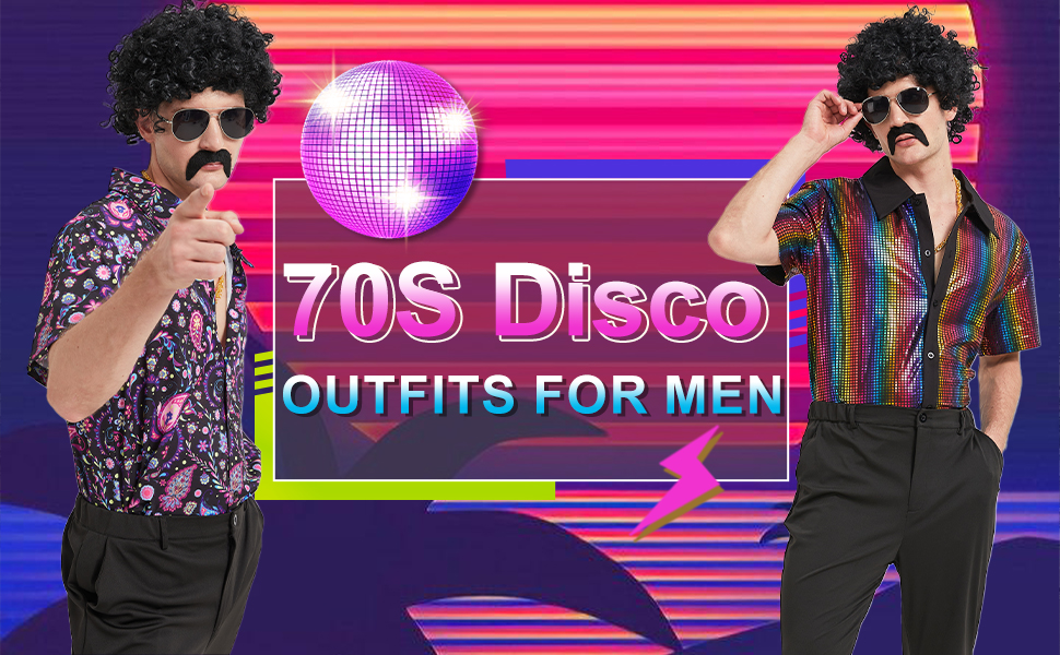 Amazon.com: Ezuwail Men's 70s Disco Outfit Costume Short