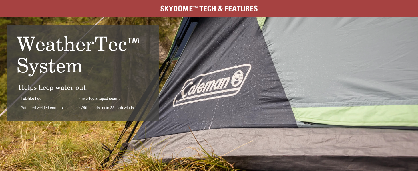 coleman skydome weathertec technology rain water proof wind safe system best quality withstand nice