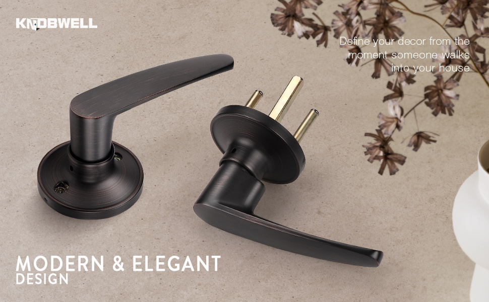 KNOBWELL 3 Pack Bronze Interior Door Handles Door Levers, Classic