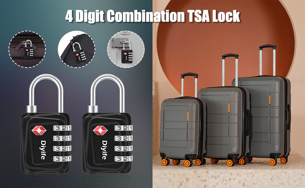 Diyife TSA Luggage Locks, [Upgrade Version][2 Pack] TSA Approved Luggage Lock, 4