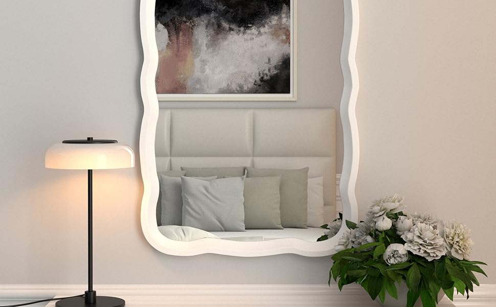 Amazon.com: COZAYH Curved Wood Frame Accent Mirror, Modern