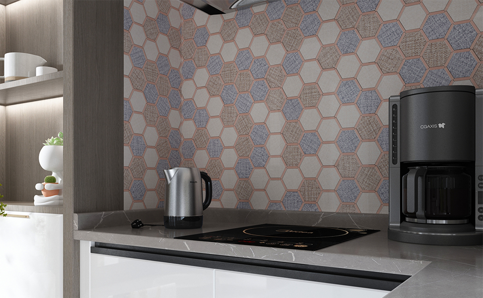 Soulscrafts 5-Sheet Peel and Stick Backsplash Tile PVC Imitation Cloth Pattern