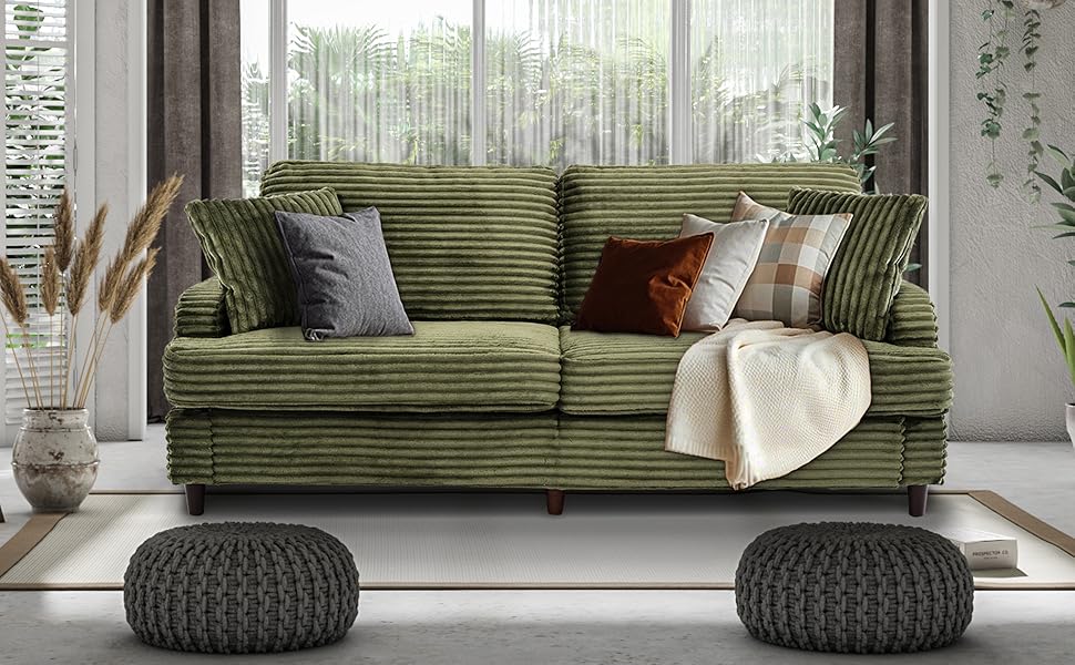 Green Corduroy Sofa Couch2
